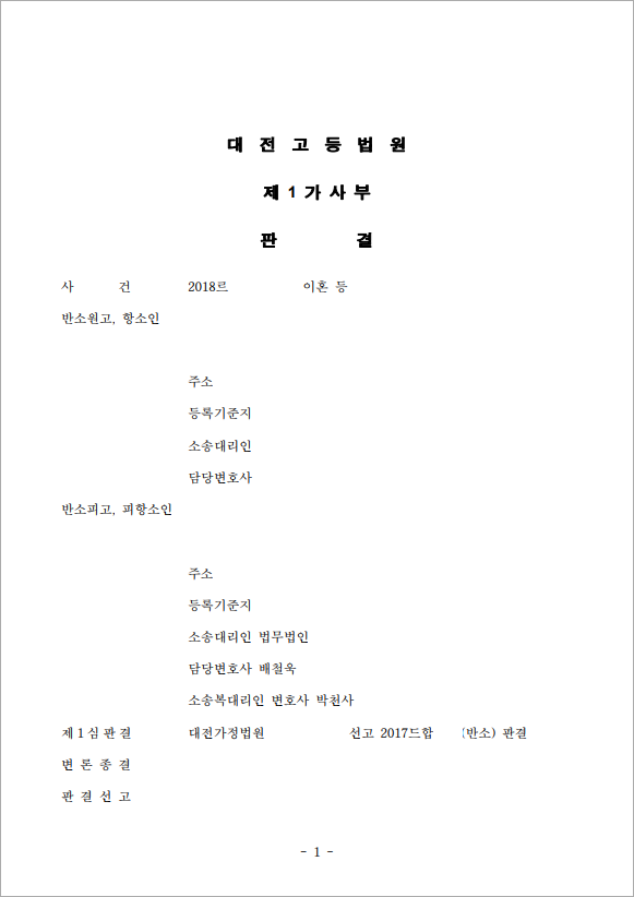 억울한 이혼청구를 기각해 이혼철회